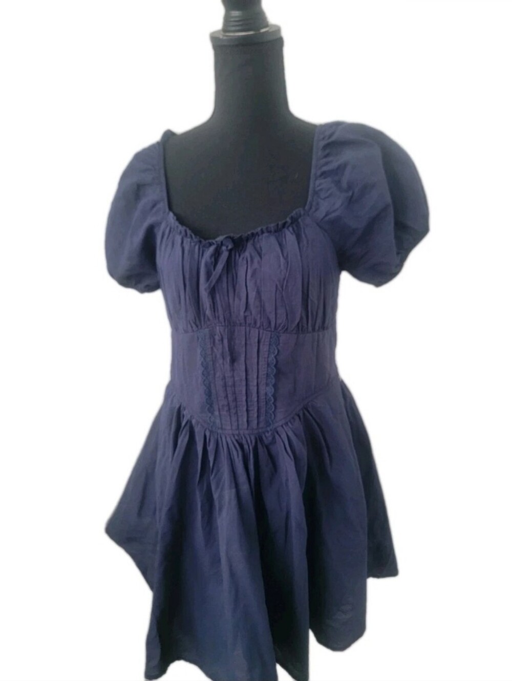 WOMEN'S Juniors TRIXXI BLUE SHORT BABYDOLL  DRESS L garden  Flattering Cute New